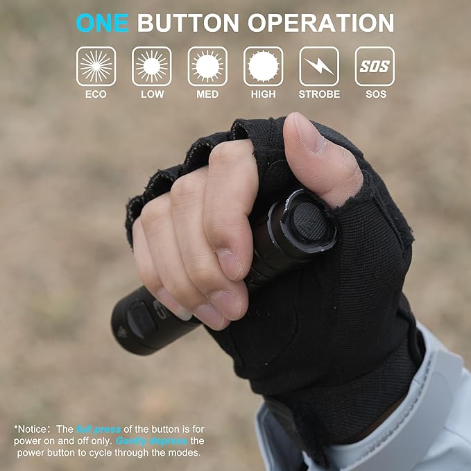 WUBEN مصباح ووبن C3 القابل لإعادة الشحن 1200 لومن - مصباح LED مع 6 أوضاع، شحن نوع-C، مقاوم للماء IP68، مصباح EDC للتخييم، في الهواء الطلق والاستخدام الطارئ، أسود - Image 4